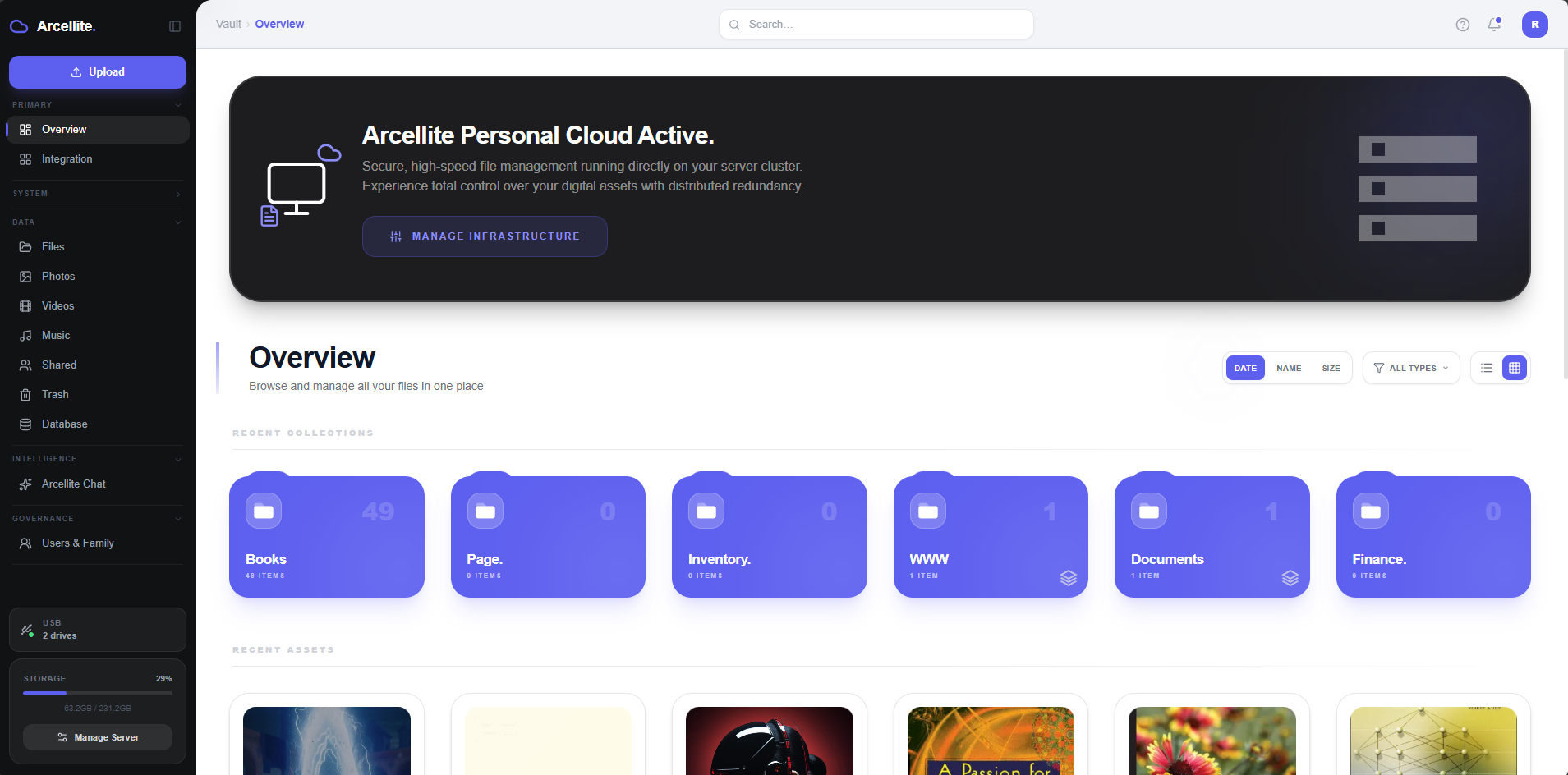 Arcellite — private cloud platform with file management, database access, automation, and AI